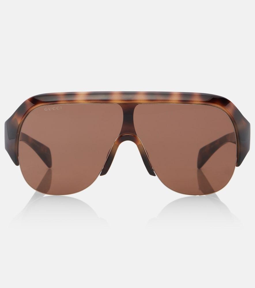 gucci lettering shield sunglasses