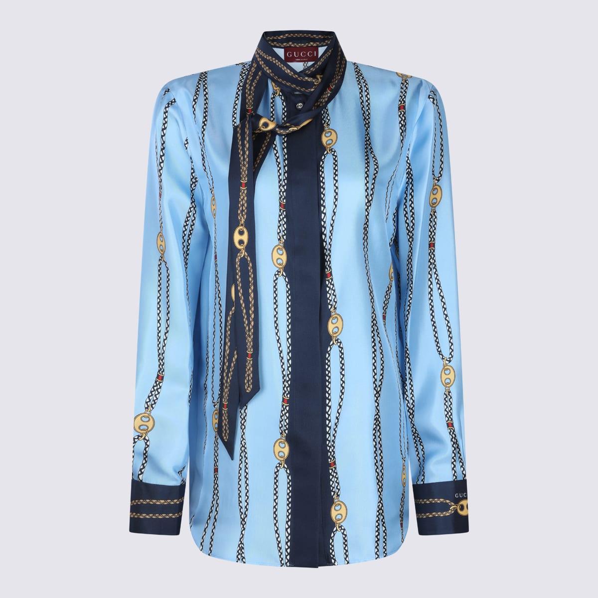 gucci light blue silk shirt