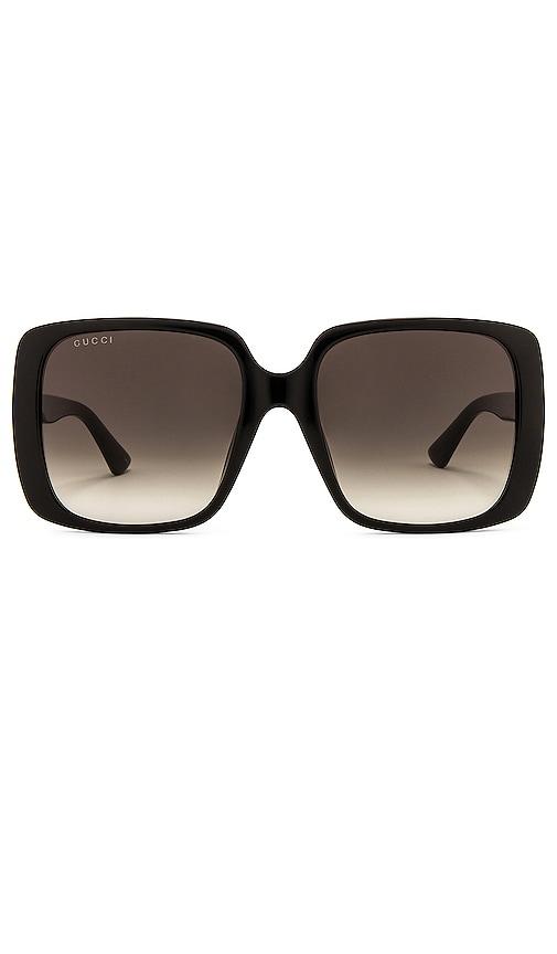 gucci lines square sunglasses in black.