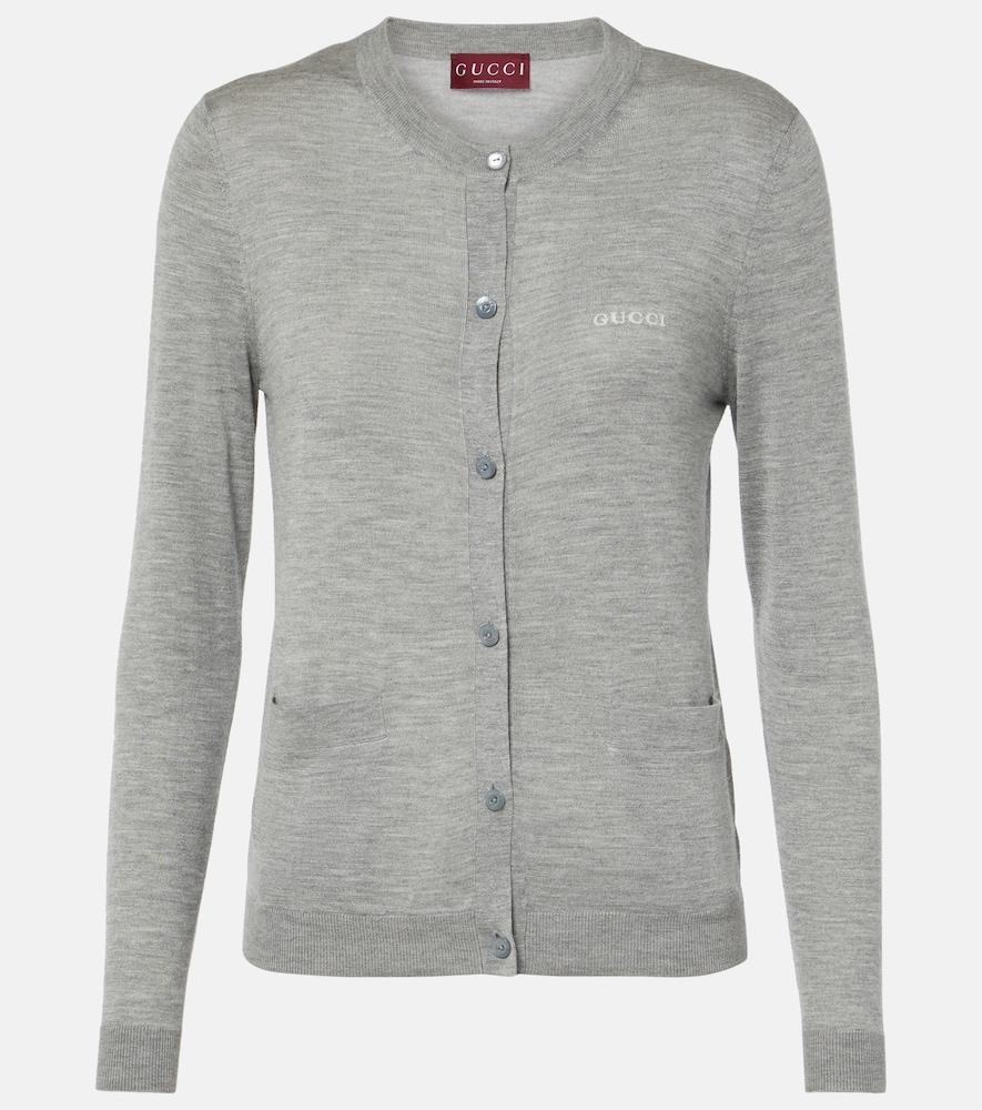 gucci logo cashmere and silk cardigan