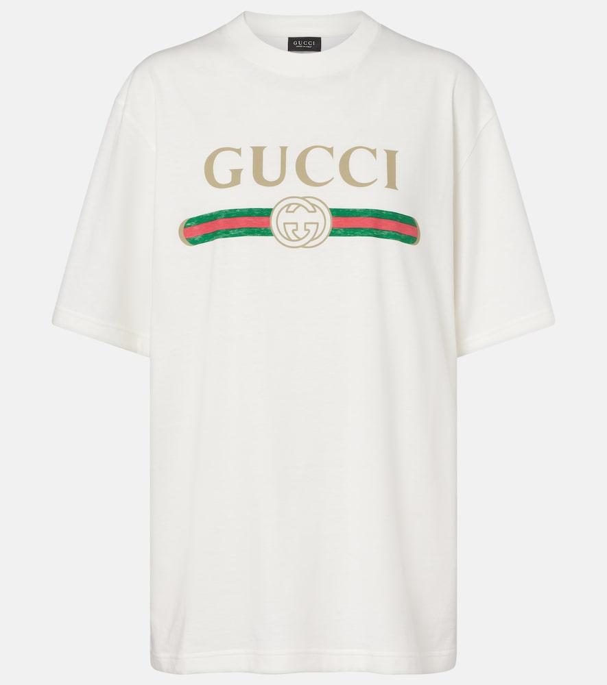 gucci logo cotton jersey and silk t