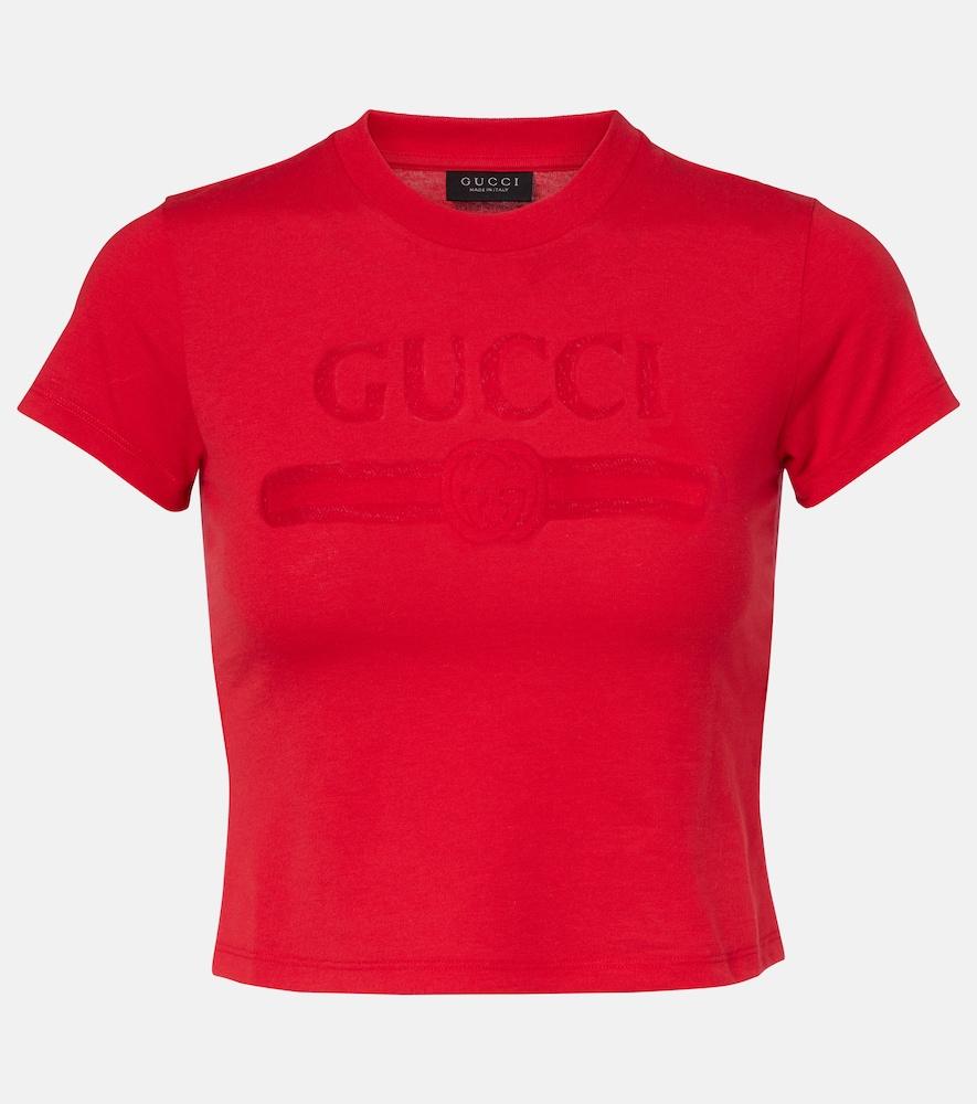 gucci logo cropped cotton
