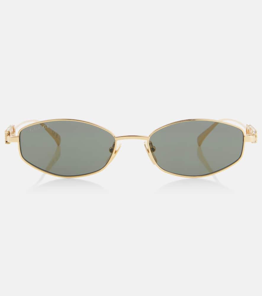 gucci logo embellished oval sunglasses