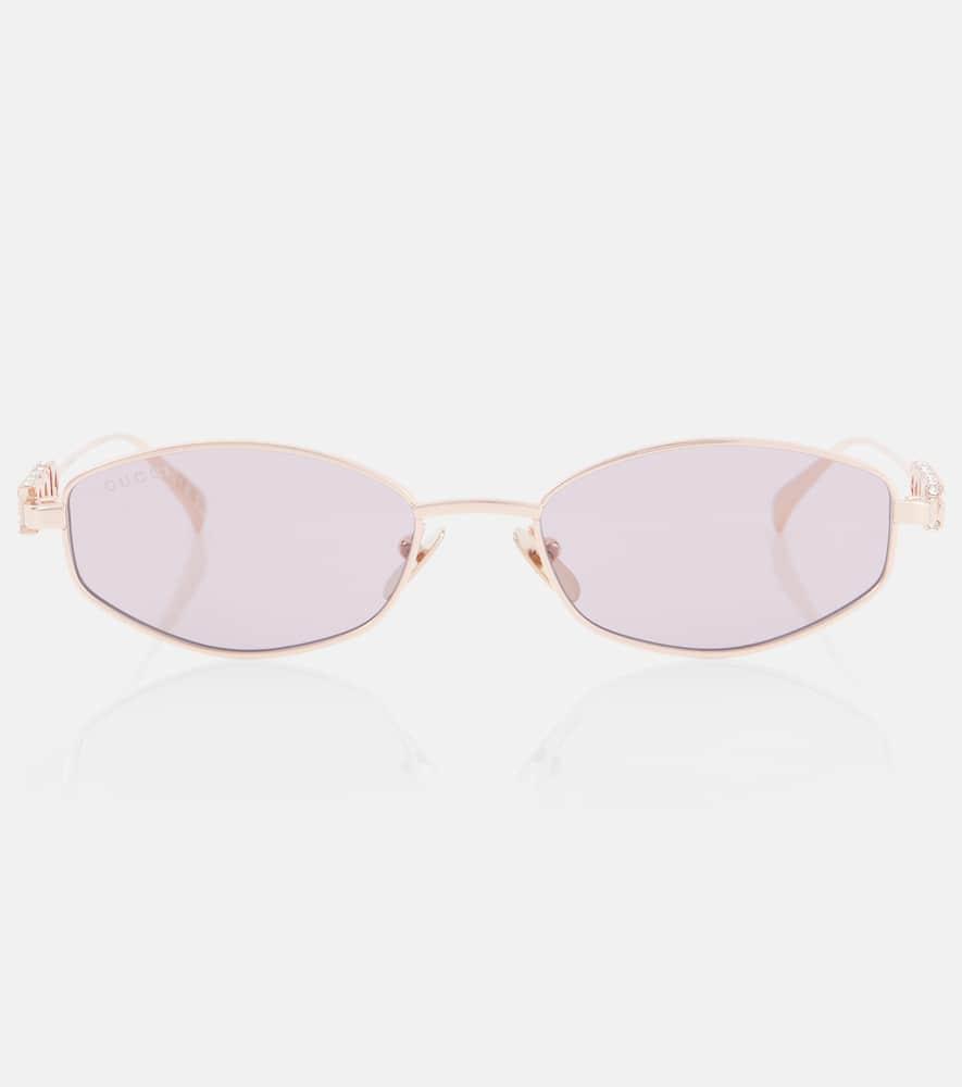 gucci logo embellished oval sunglasses