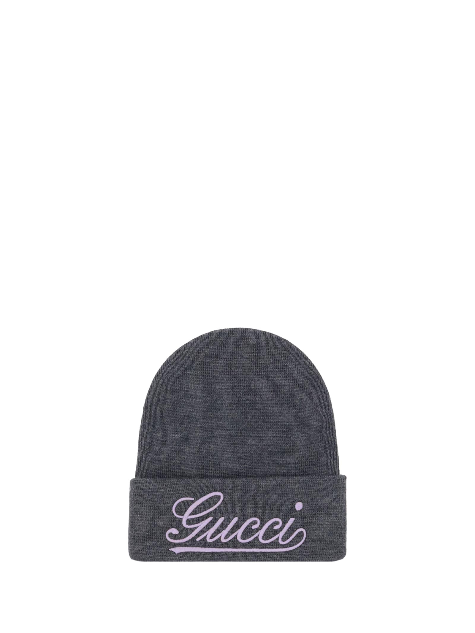 gucci logo embroidery beanie