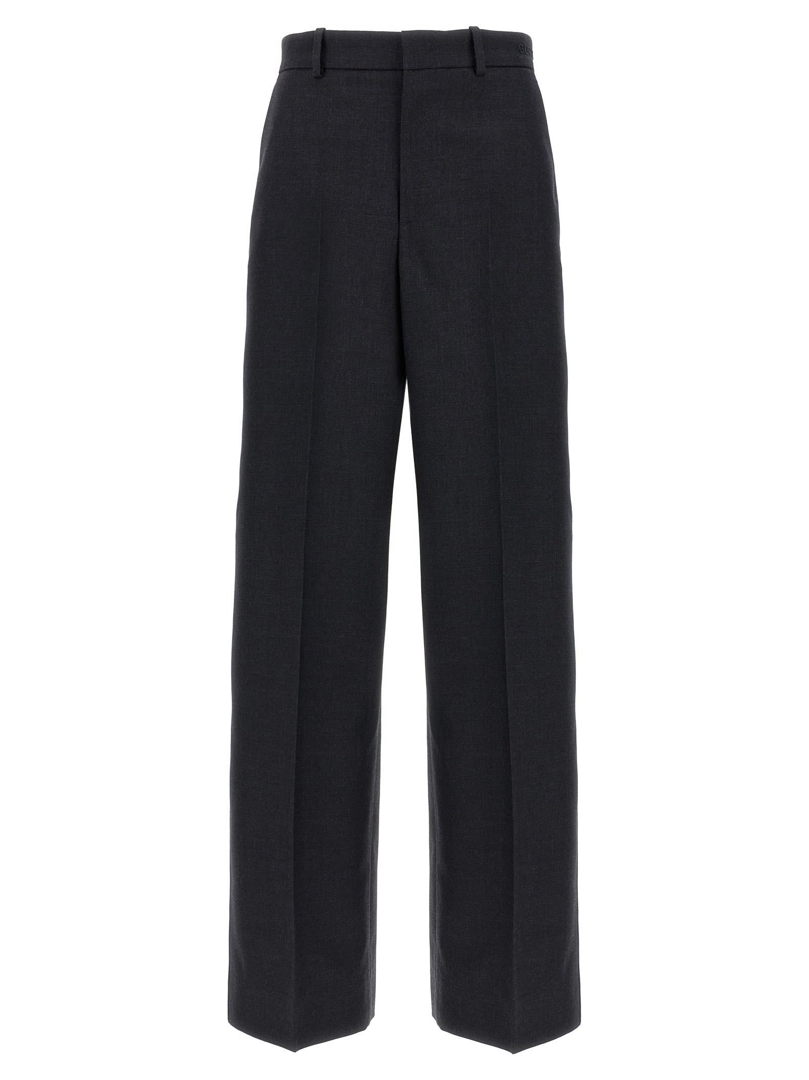 gucci logo embroidery wool pants