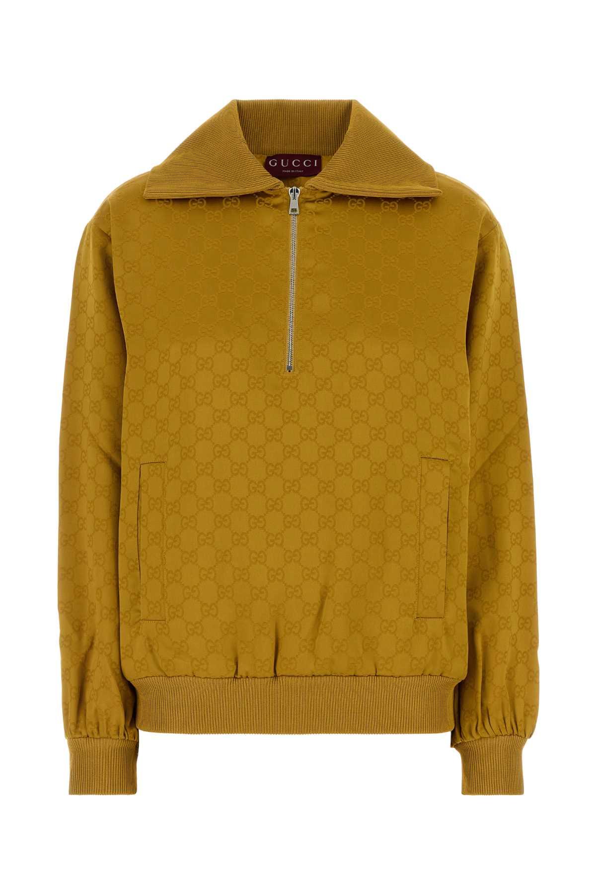 gucci mustard viscose blend polo shirt