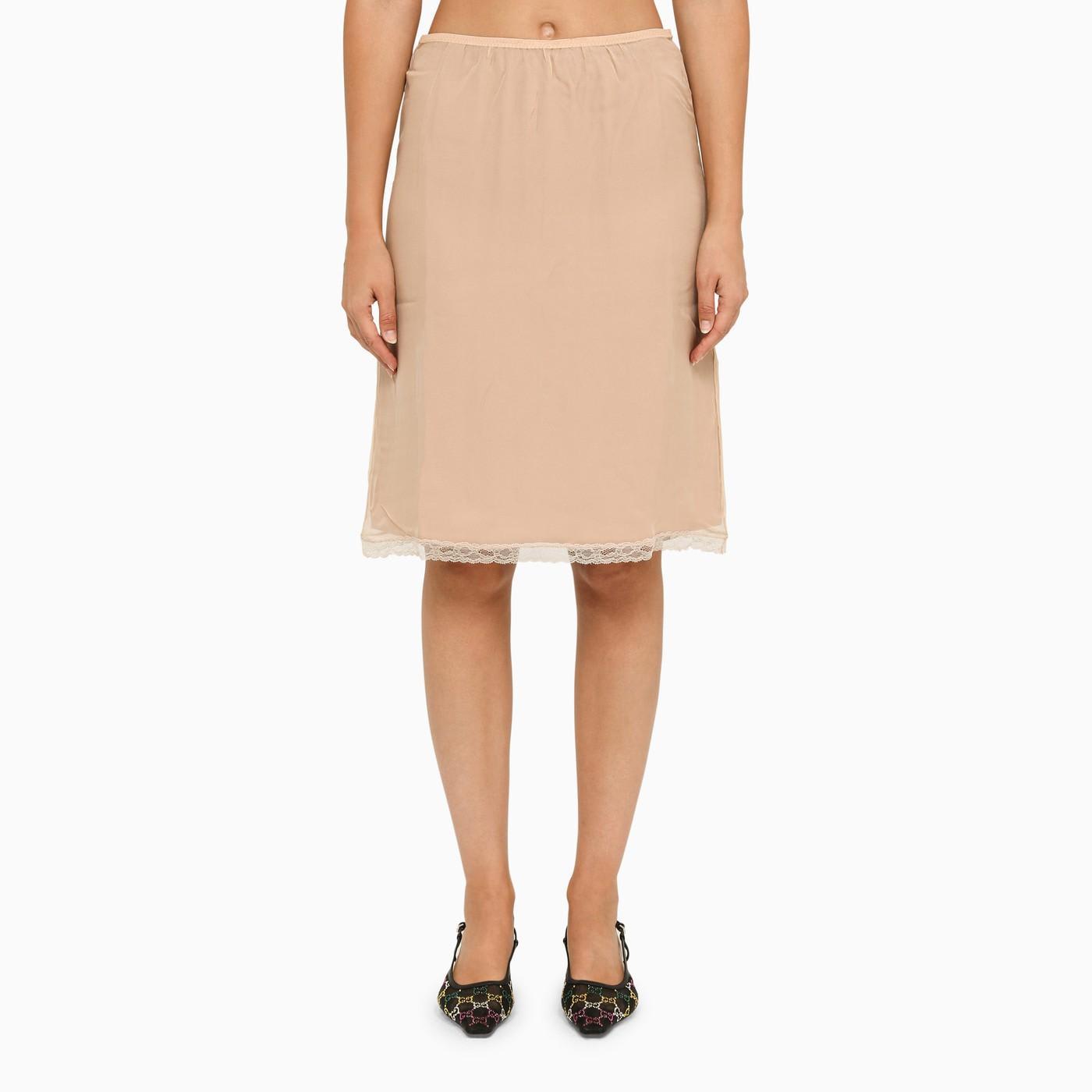 gucci nude acetate skirt with lace