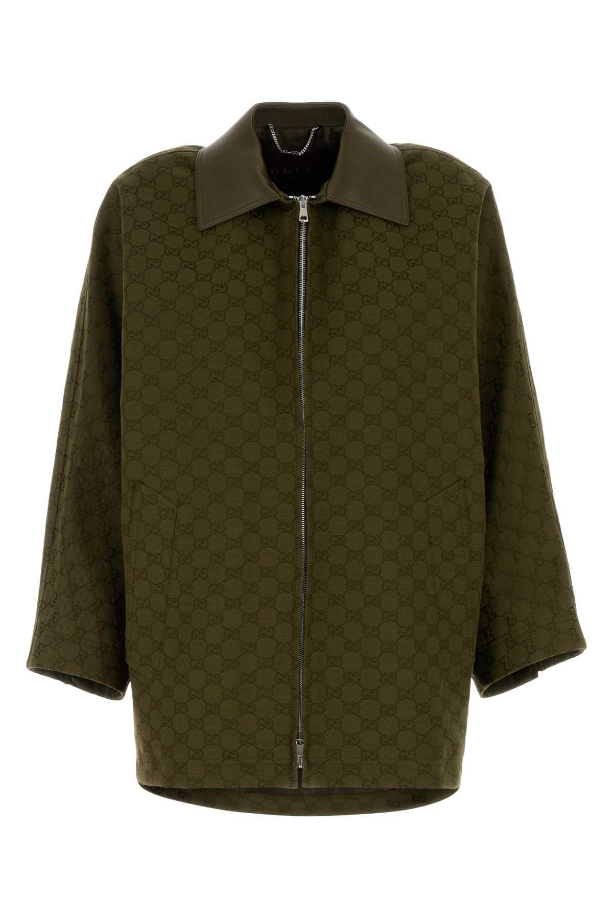 gucci olive green gg fabric jacket