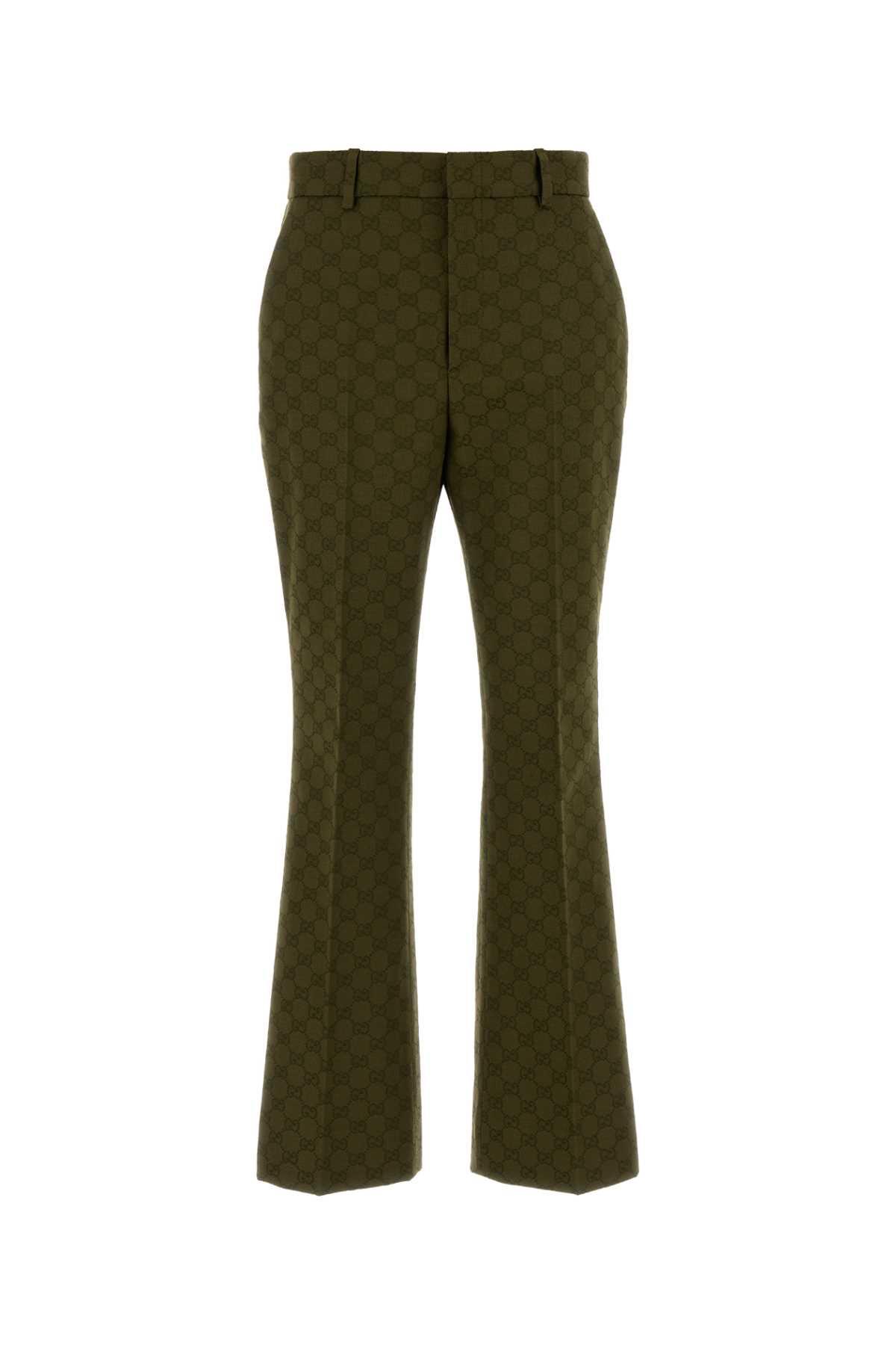 gucci olive green gg fabric pant