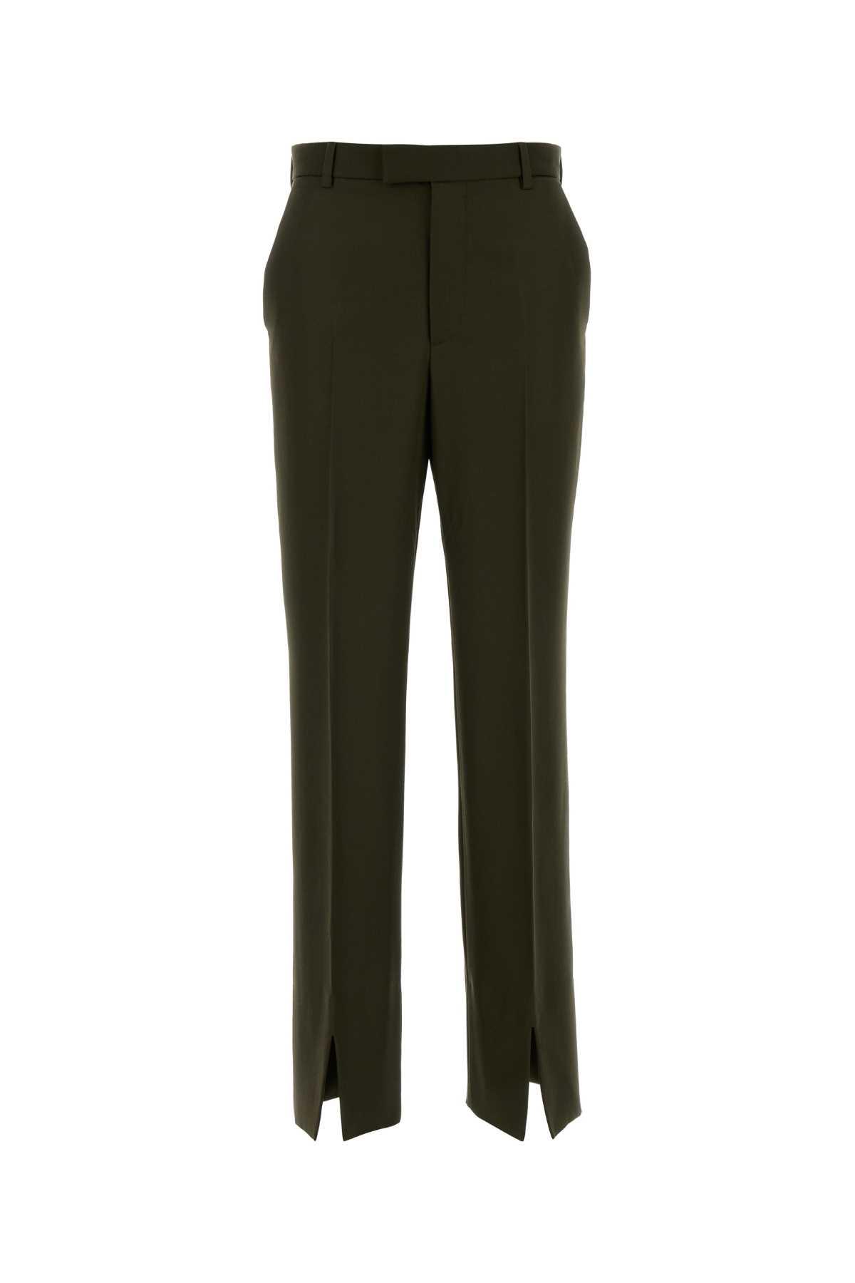 gucci olive green wool blend pant