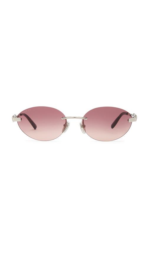 gucci oval sunglasses in rose,metallic silver.