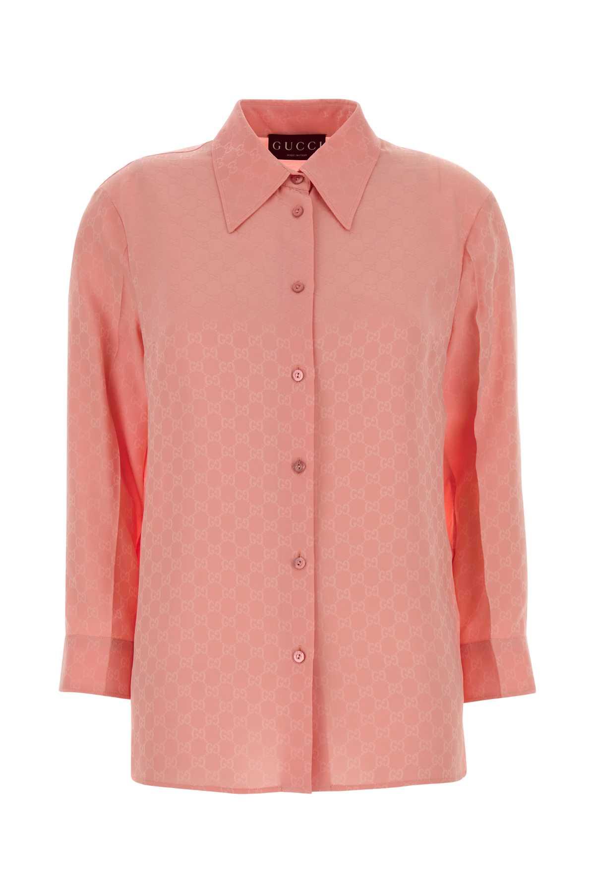 gucci pink gg silk shirt
