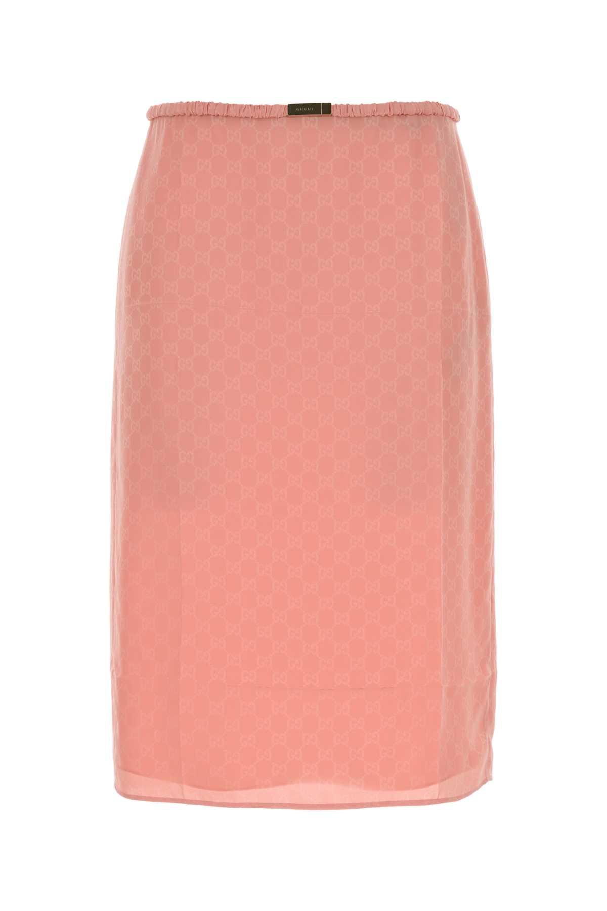gucci pink gg silk skirt