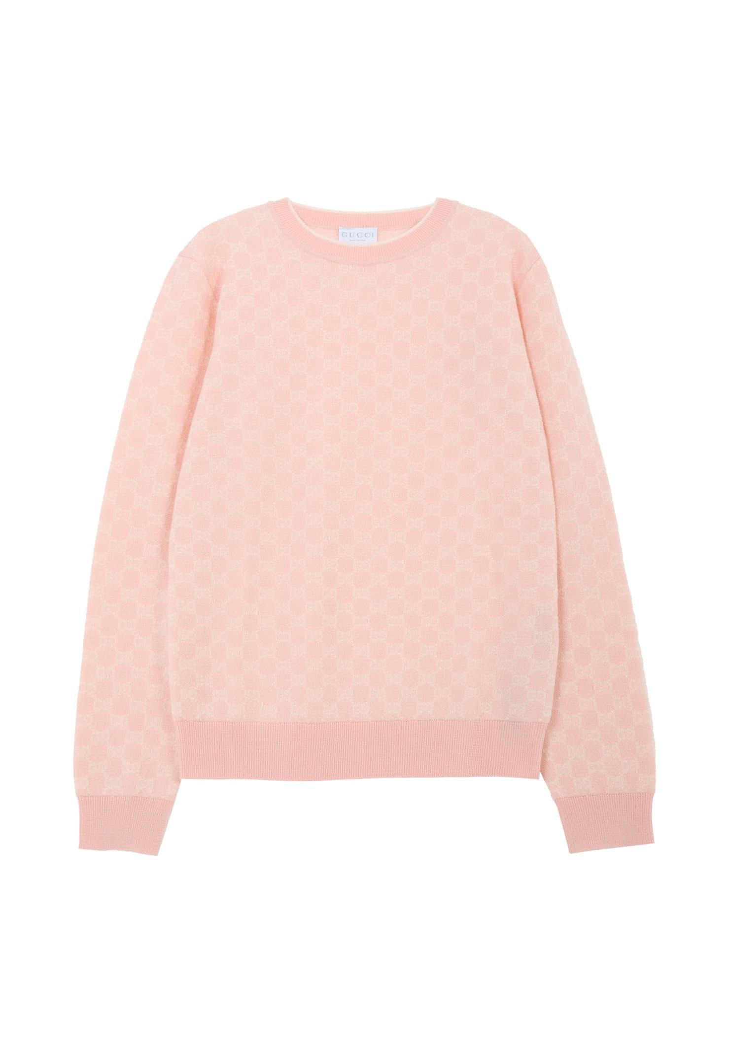 gucci pink sweater for girl with gg motif