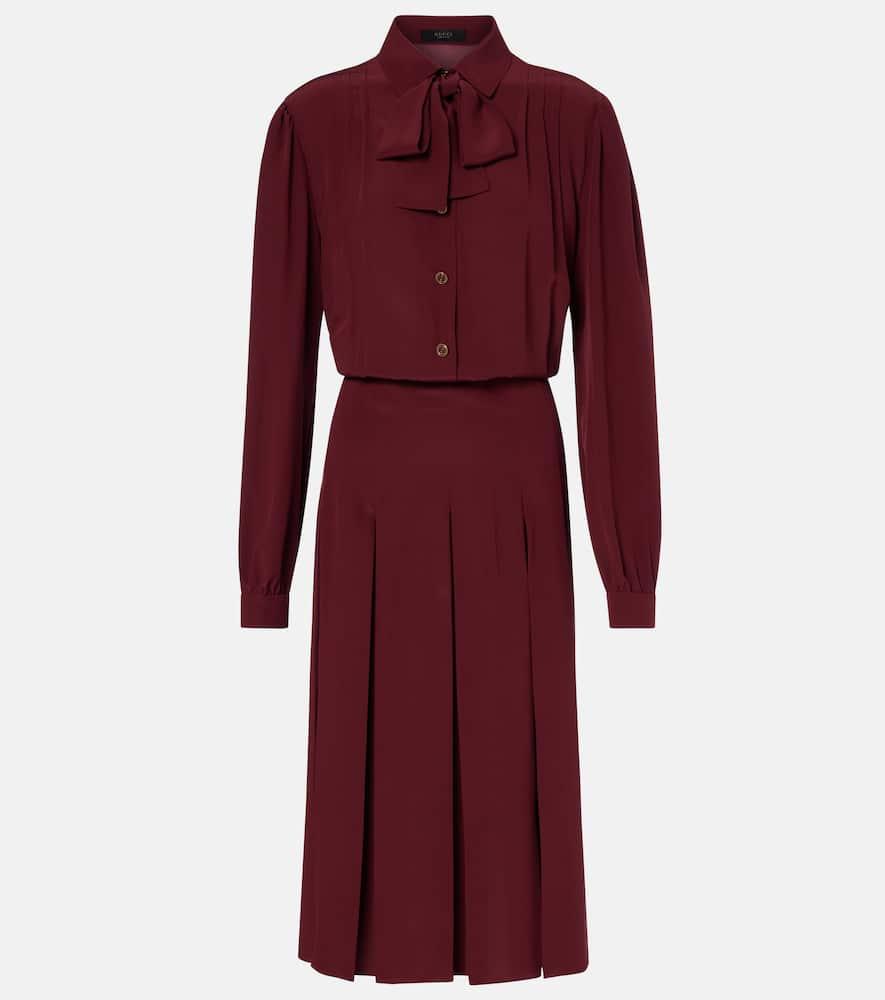 gucci pleated silk crêpe de chine midi dress