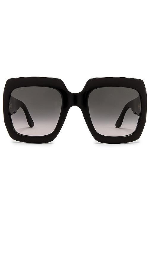 gucci pop web square sunglasses in black.