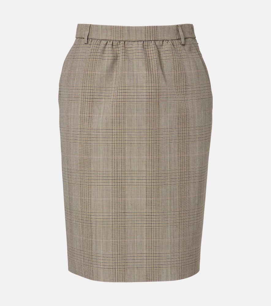 gucci prince of wales check wool pencil skirt