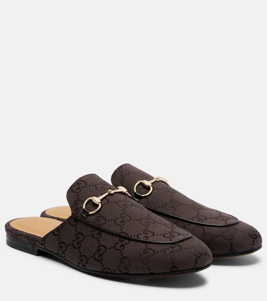 gucci princetown horsebit gg canvas mules