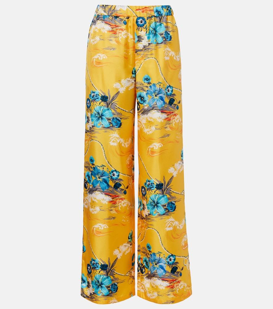 gucci printed silk twill palazzo pants