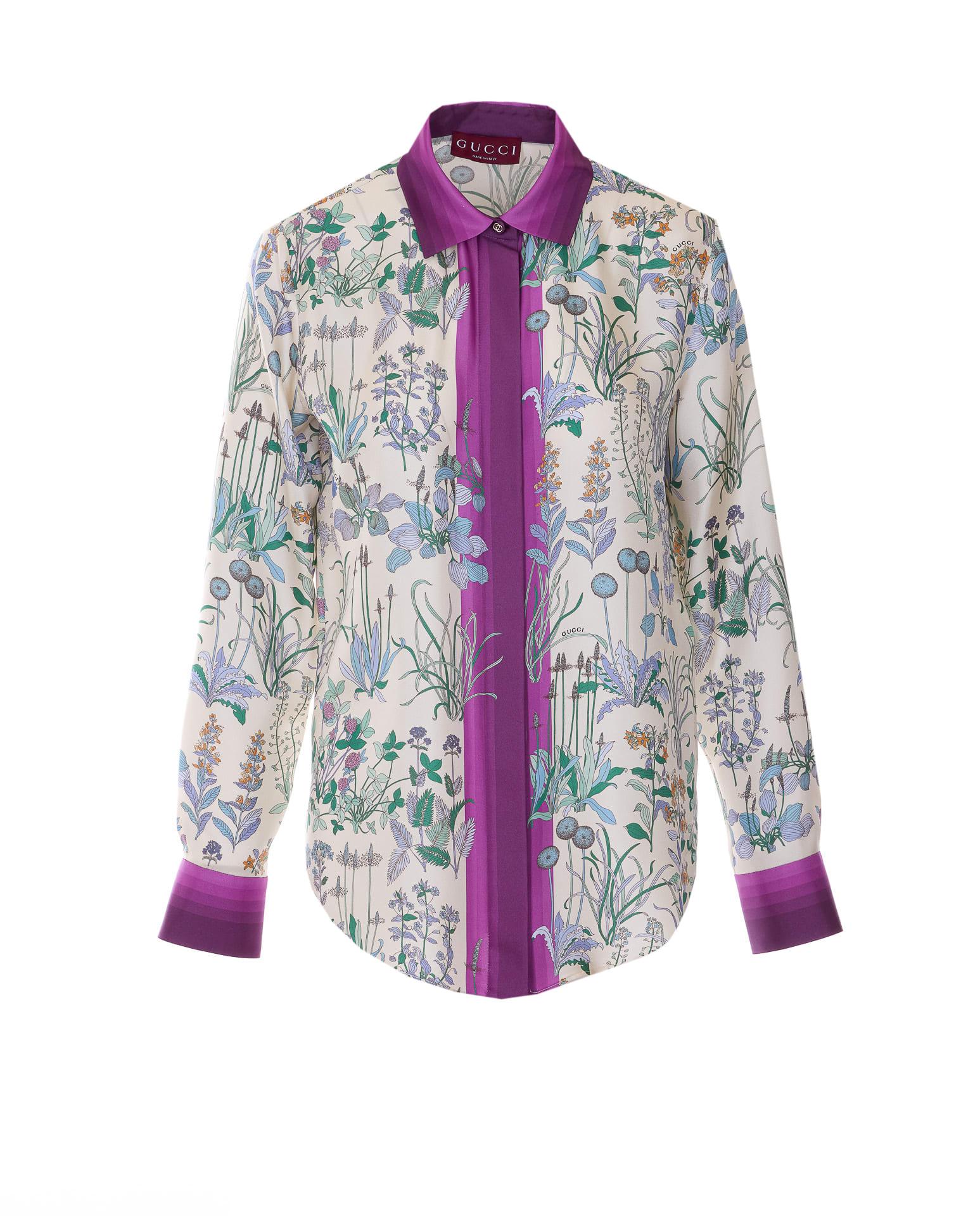 gucci printed silk twill shirt