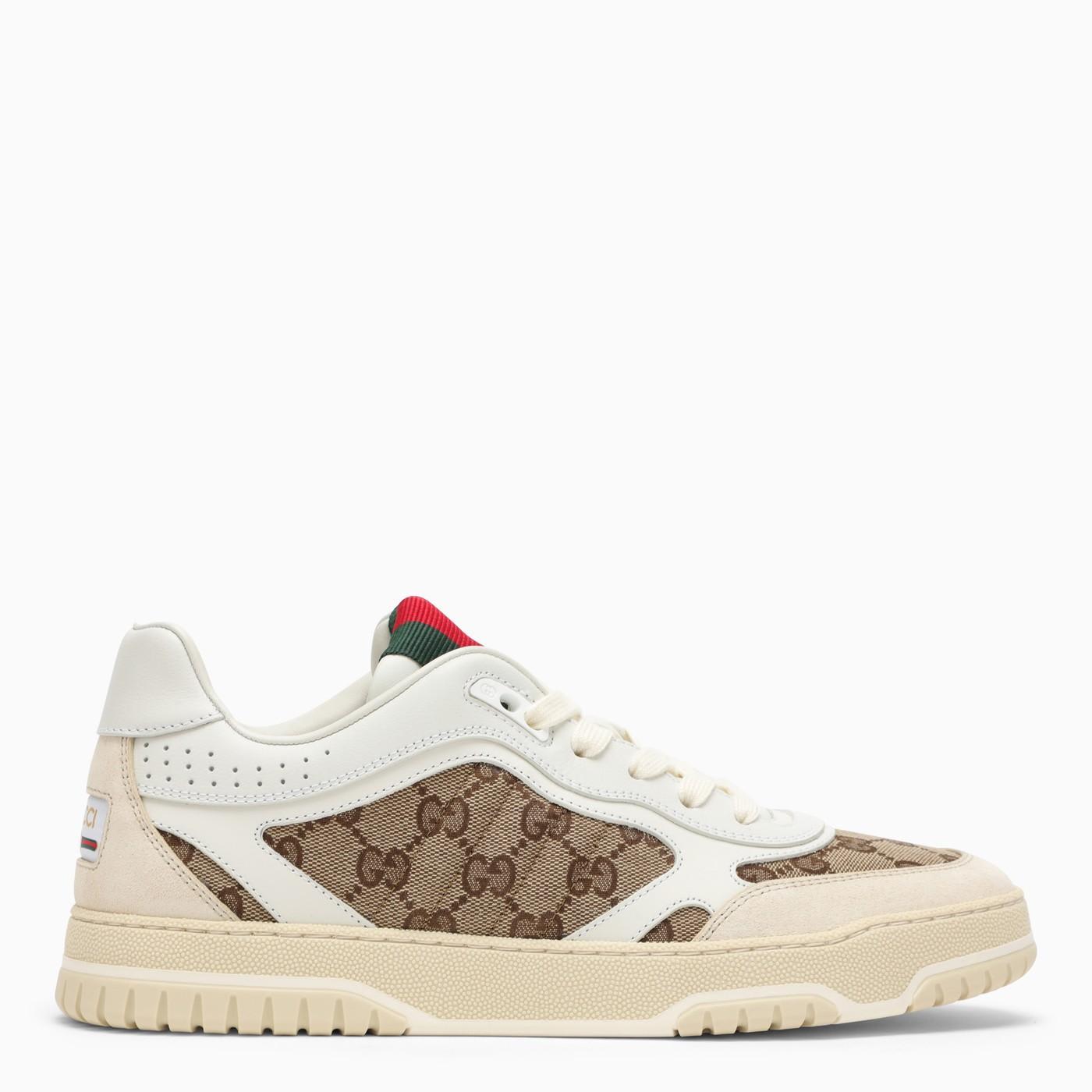 gucci re-web sneaker in ivory/beige/ebony gg fabric