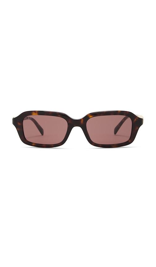 gucci rectangular sunglasses in brown.