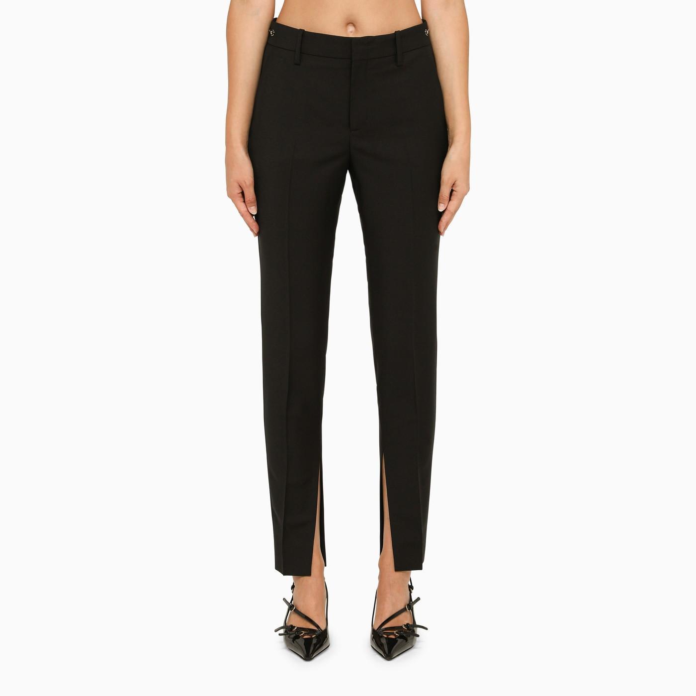 gucci regular black mohair trousers