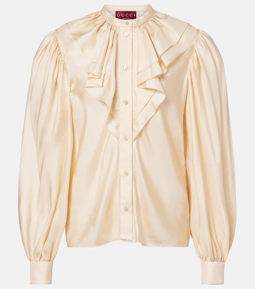 gucci ruffled silk blouse
