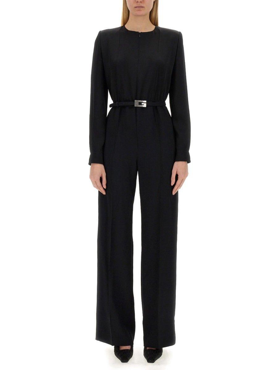 gucci satin square g belt jumpsuit