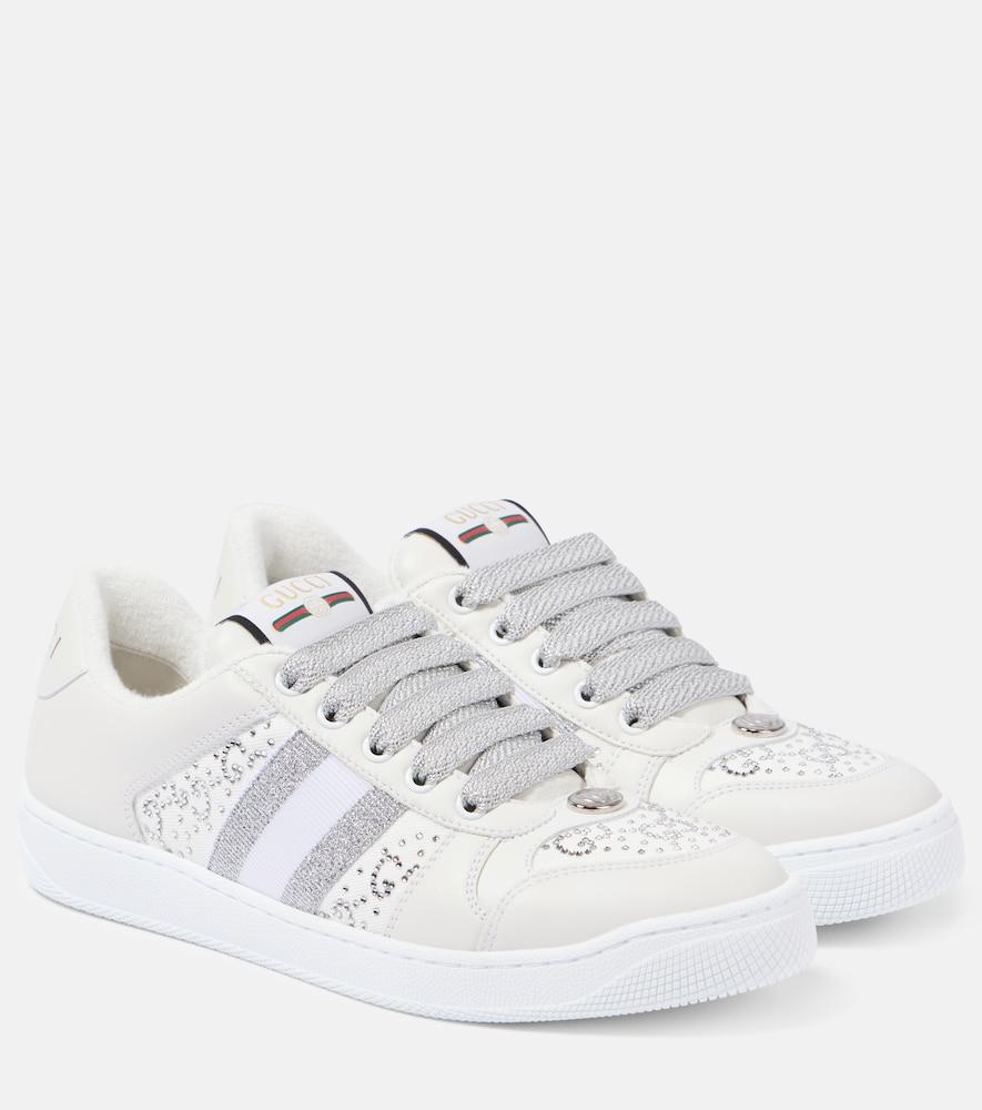gucci screener embellished leather sneakers