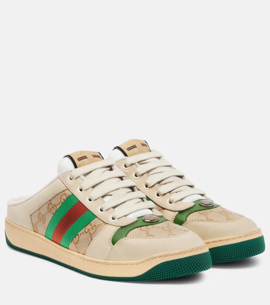 gucci screener gg canvas web stripe mules