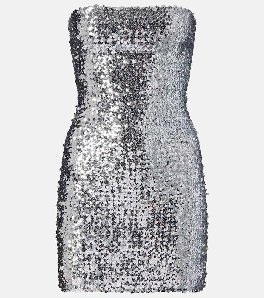 gucci sequined strapless minidress