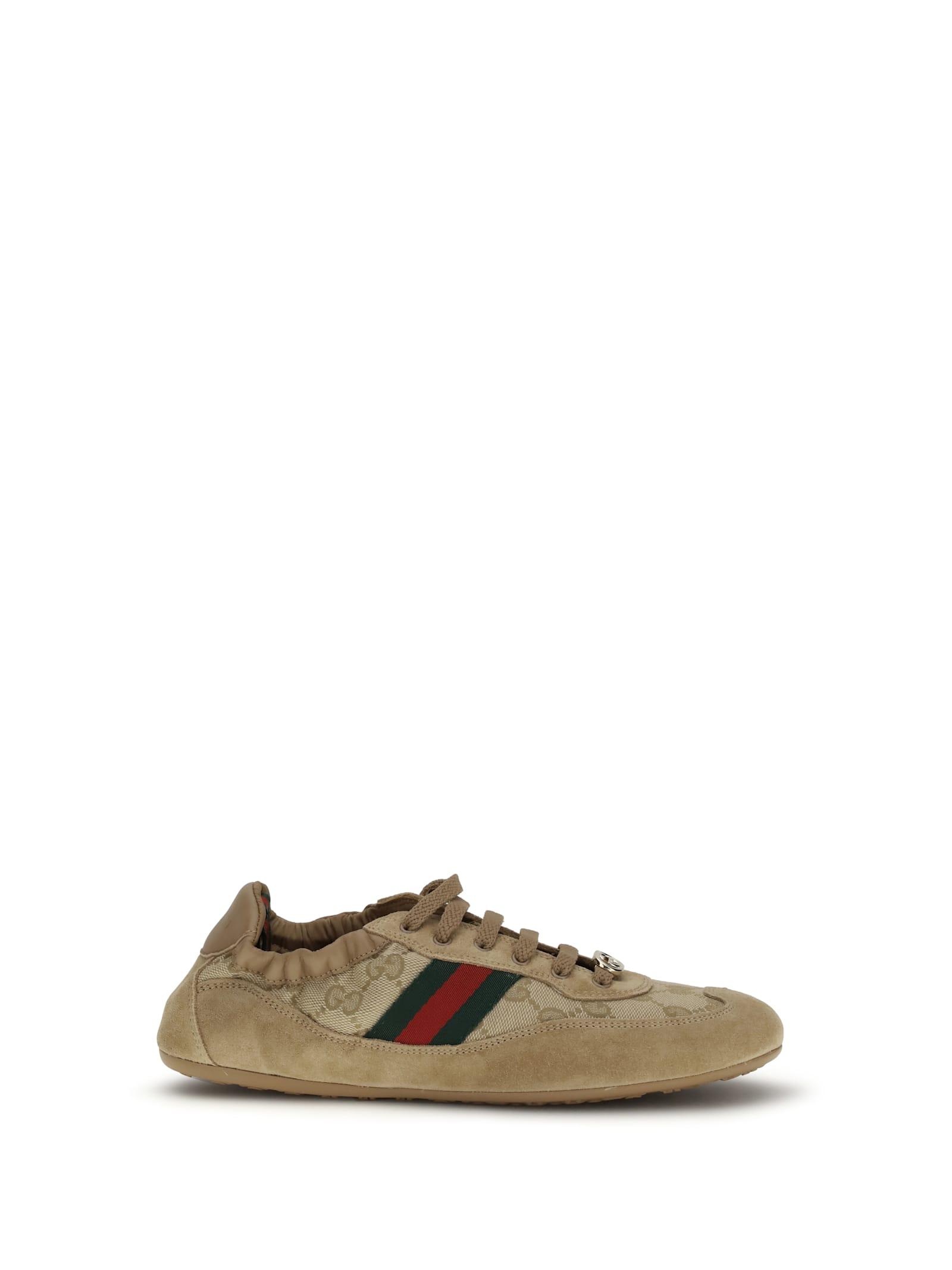 gucci shift sneakers in gg fabric and leather