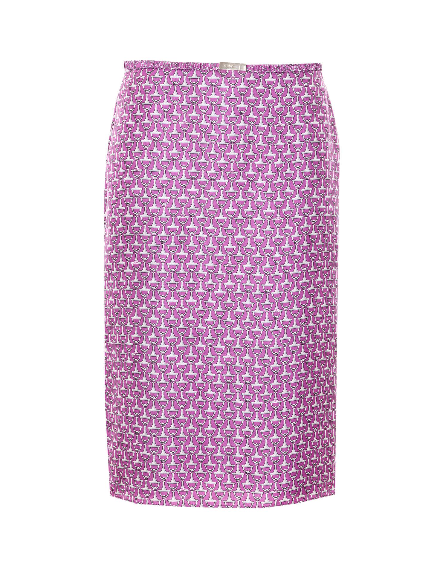 gucci silk skirt clamp print