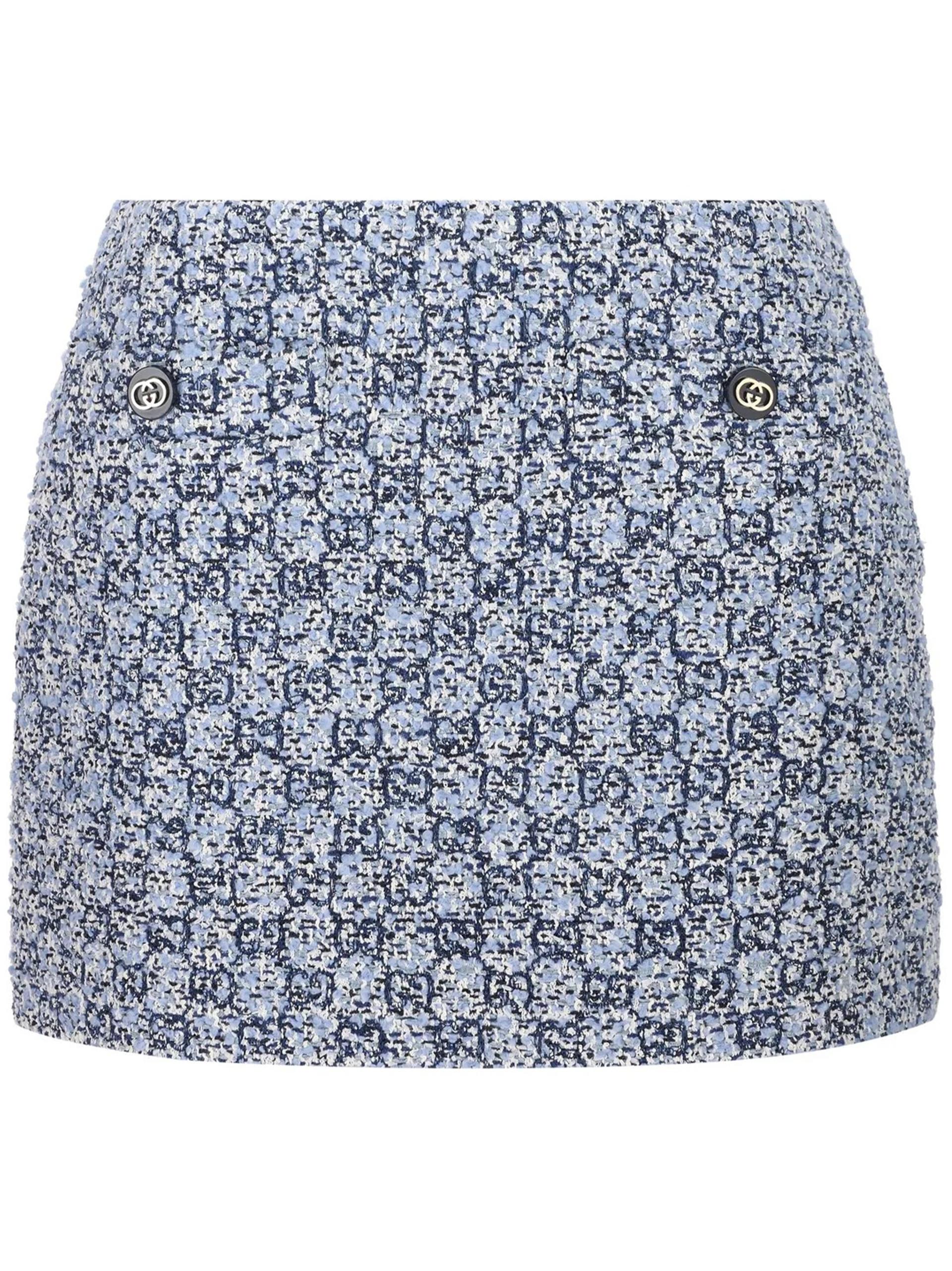 gucci skirt multicolor gg tweed black gonna - women