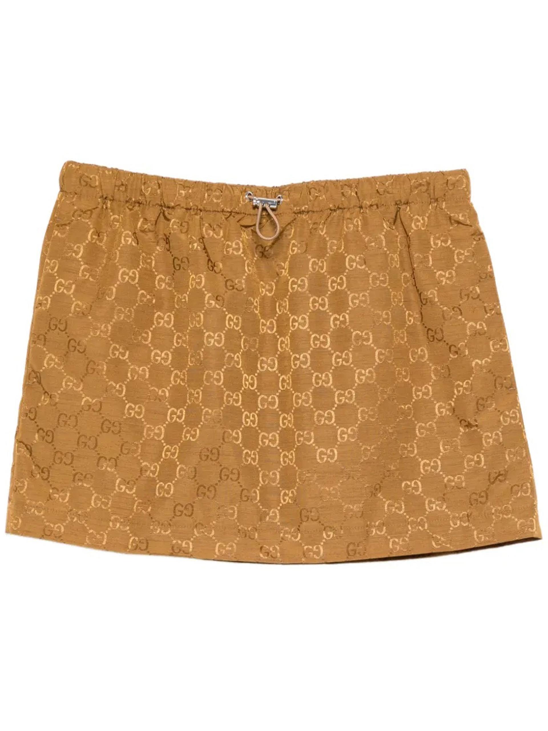 gucci skirt slub gg nylon brown gonna - women
