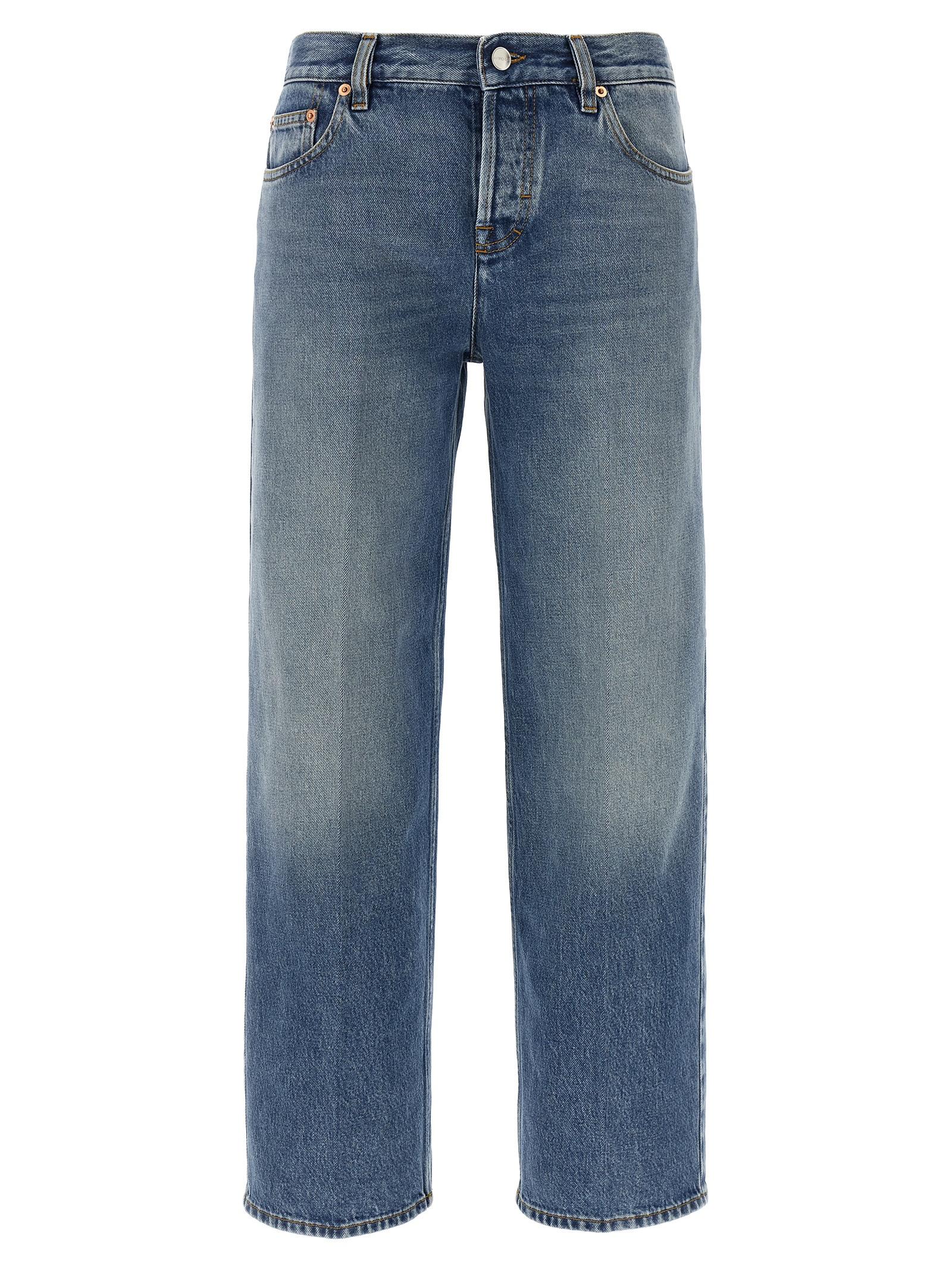 gucci straight leg jeans light blue cotton - women