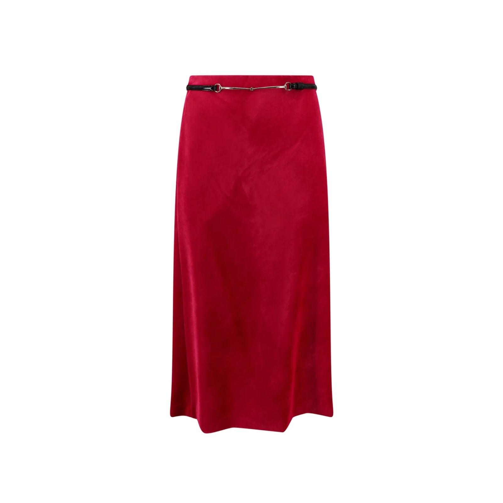 gucci velvet bloom midi skirt