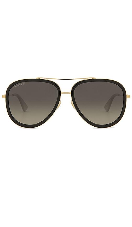 gucci web block pilot sunglasses in black.