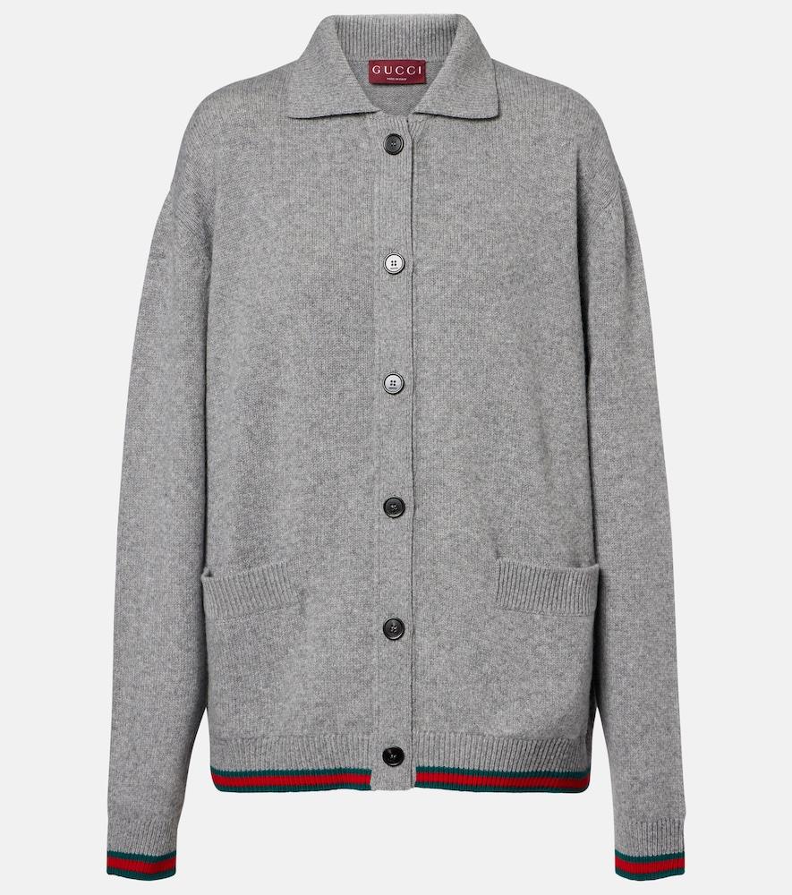 gucci web stripe wool and cashmere cardigan
