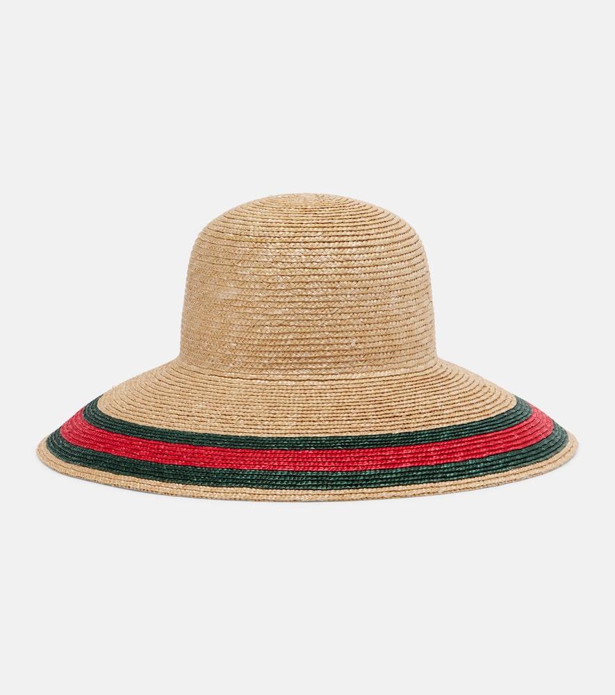 gucci web stripe woven sun hat