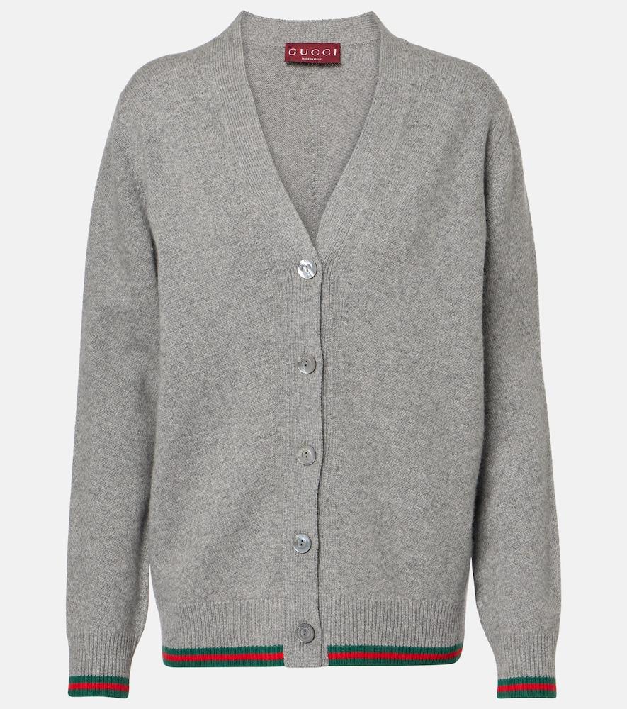 gucci web wool and cashmere cardigan
