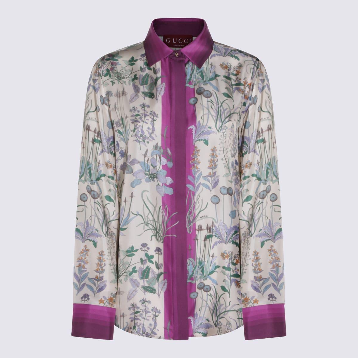 gucci white and purple silk shirt