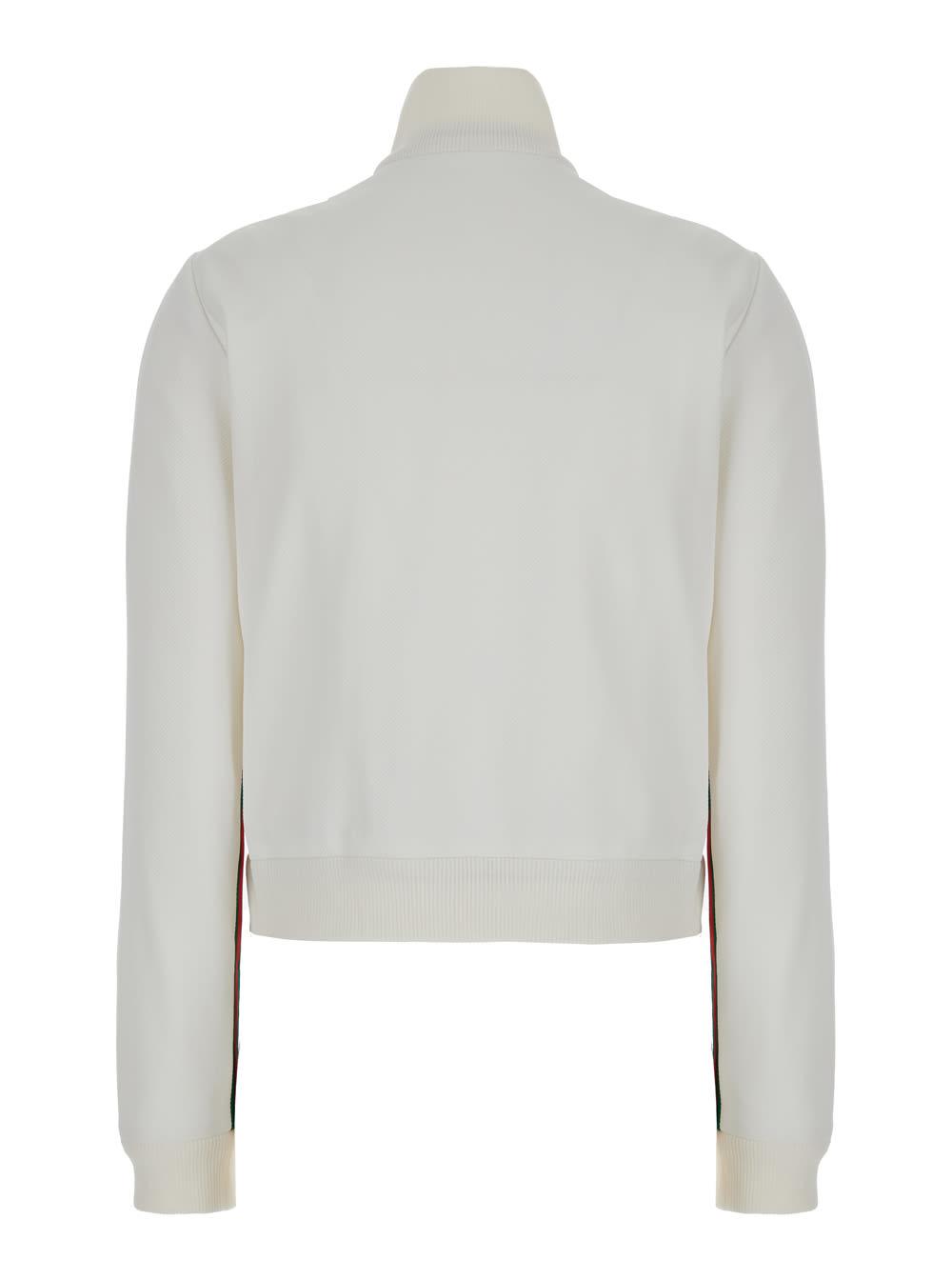 gucci white crop sweatshirt with web detail in polyamide woman