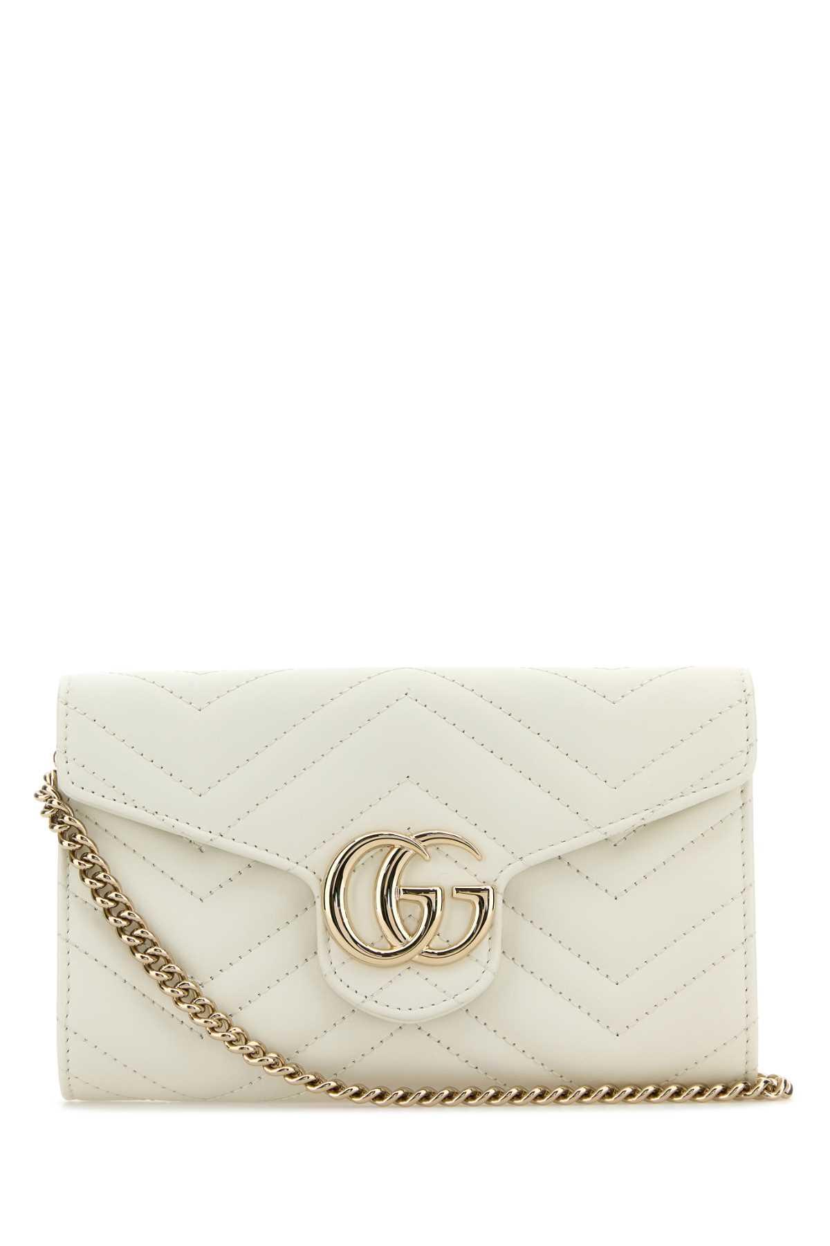 gucci white leather gg marmont wallet