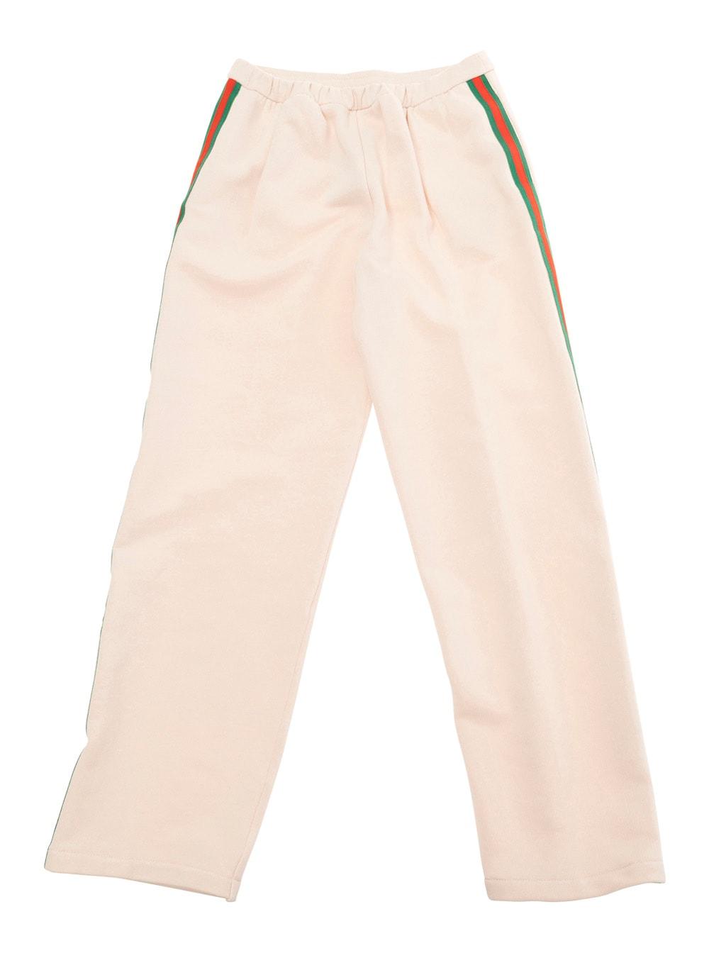 gucci white pants with web detail on the sides in cotton girls