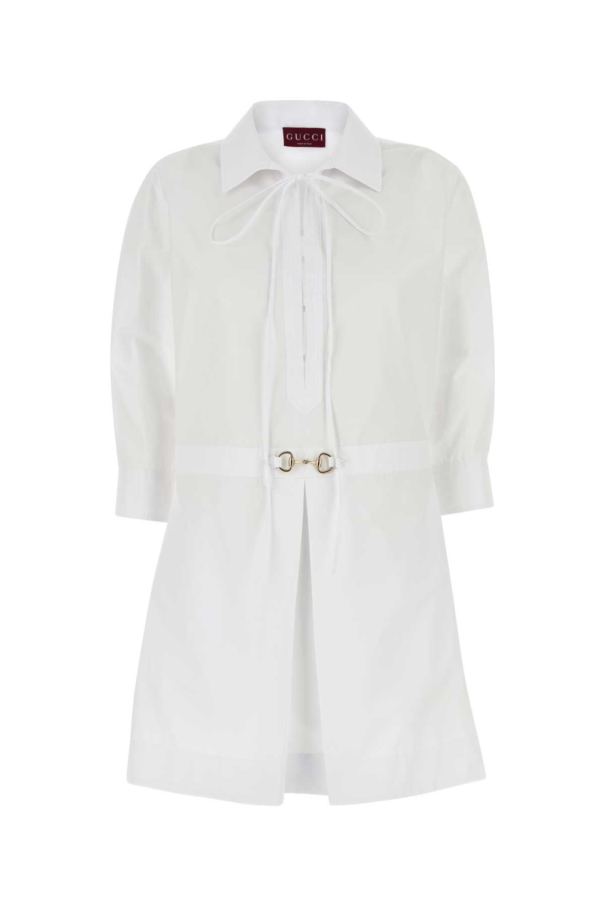 gucci white poplin shirt dress