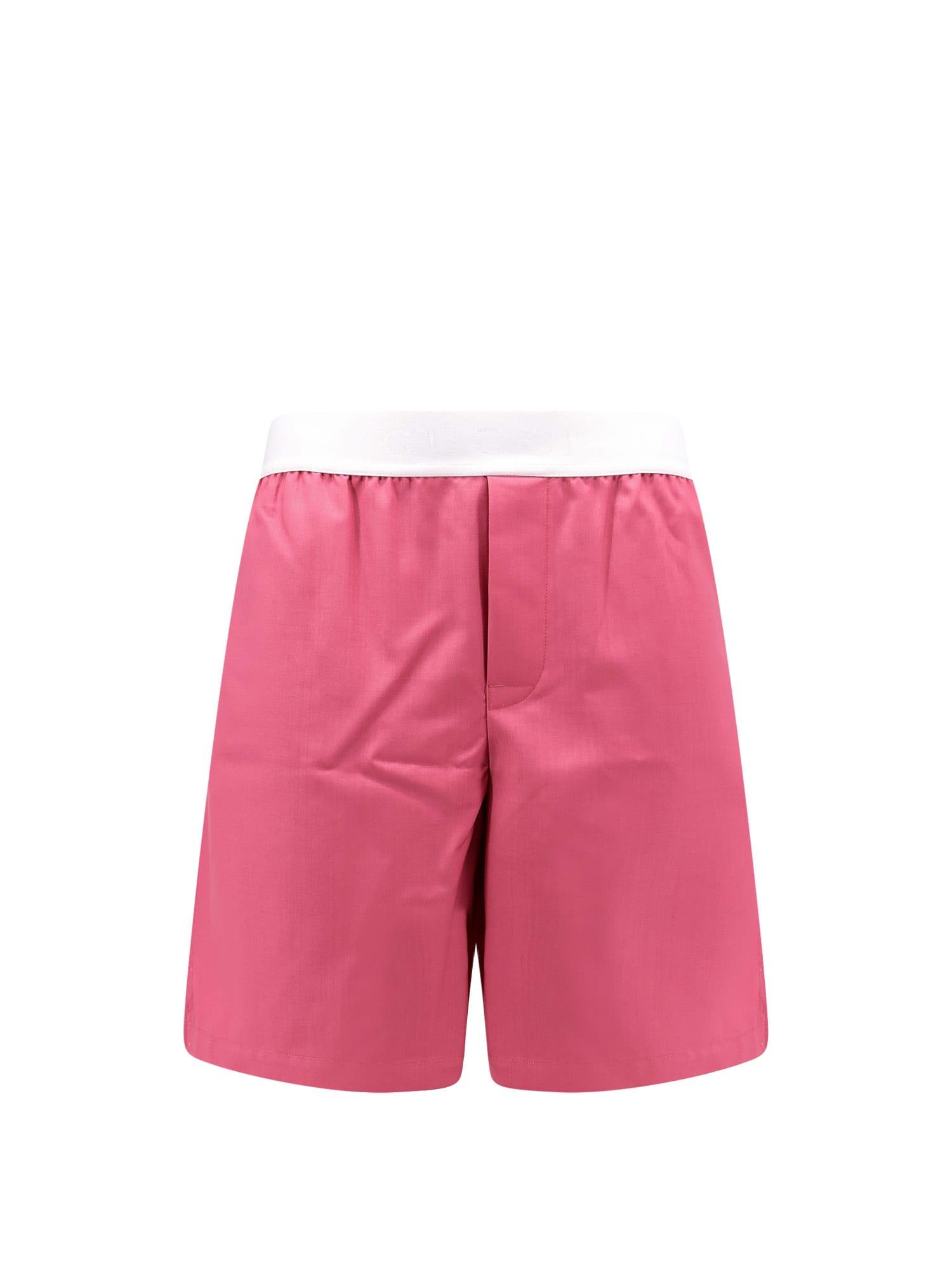 gucci wool shorts with frontal logo