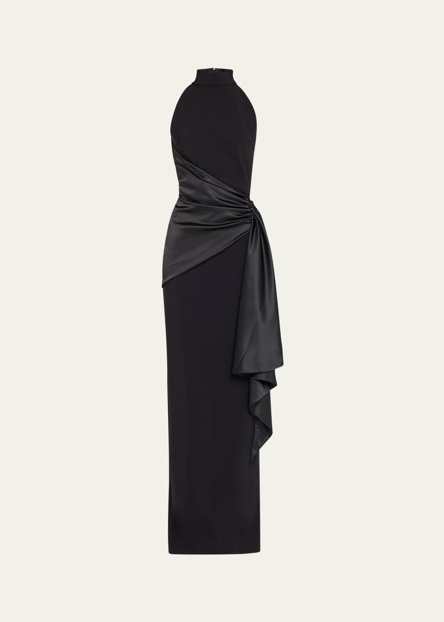 gudairi ra draped halter column gown